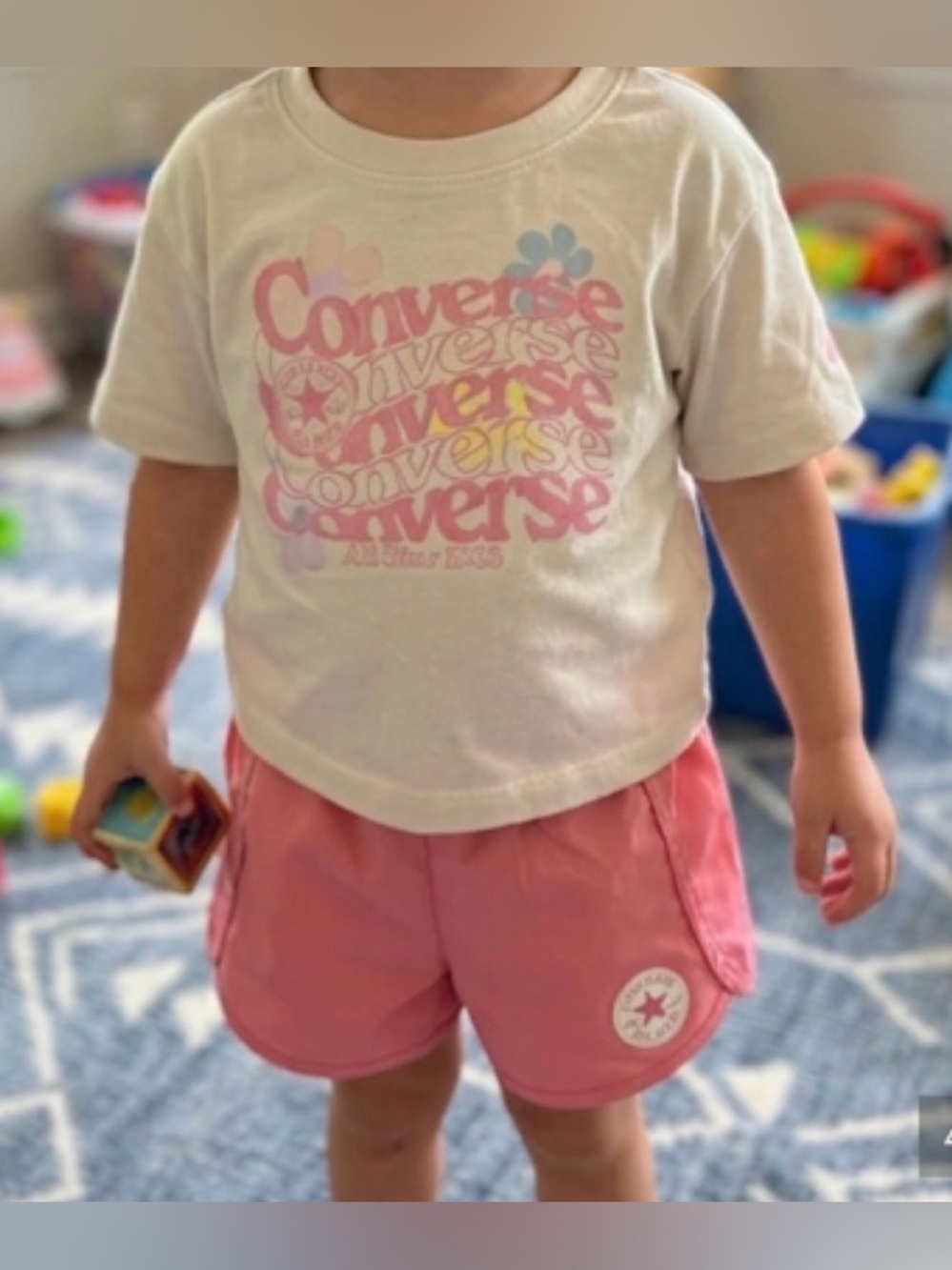 KIDS CONVERSE PINK SHORTS & TEE